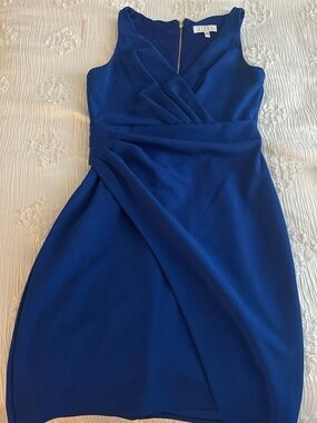 Sienna Rose Sleeveless Cobalt Blue Faux-Wrap Dress